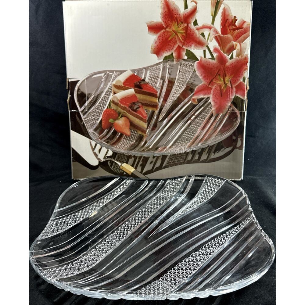 Mikasa Crystal Stardust Square Hostess Platter 12.25” NOS